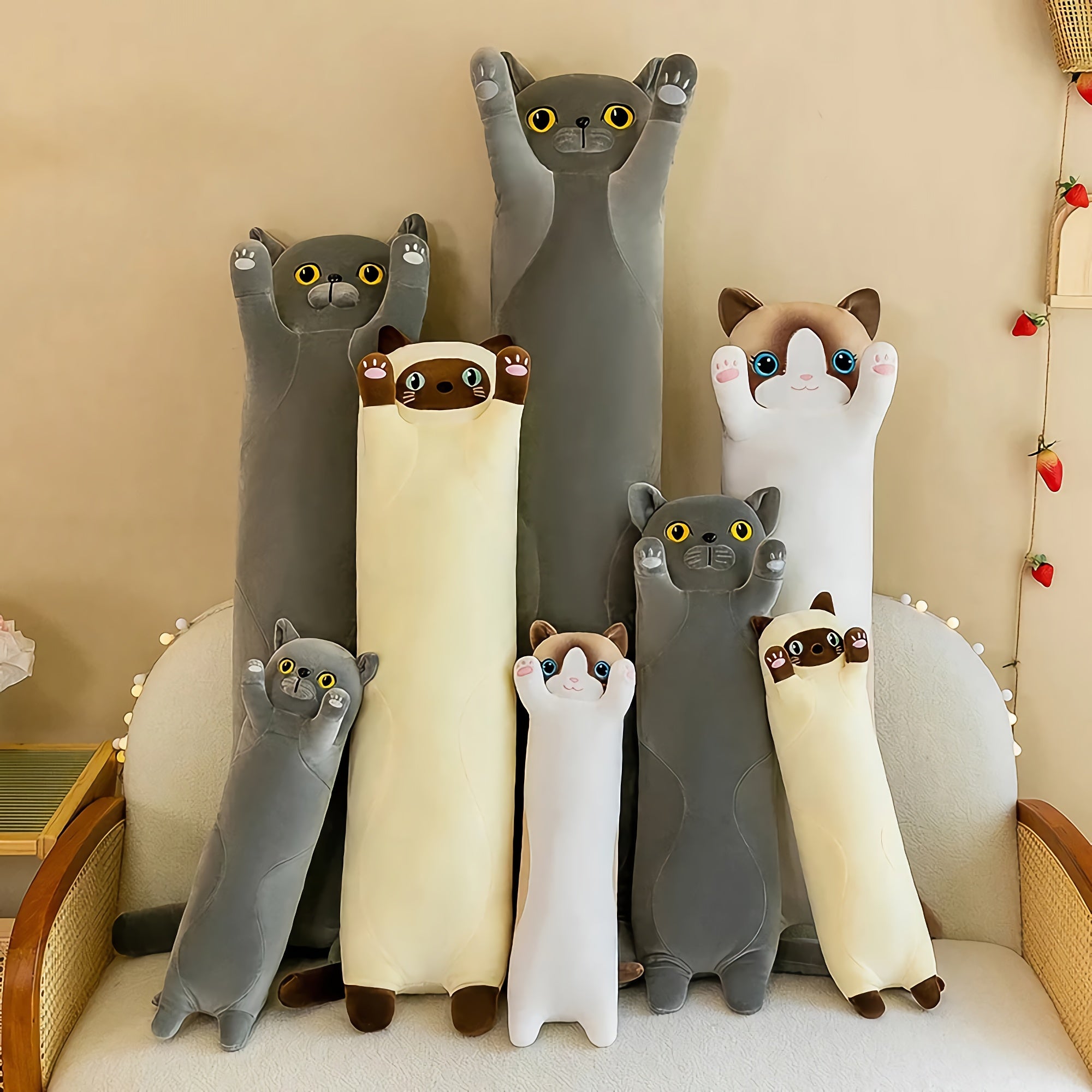 Stretchy Cat Extra-Long Plushies - Hops and Pops - Cute - Plushies - Kawaii - Cat Plush - Stuffed Animals