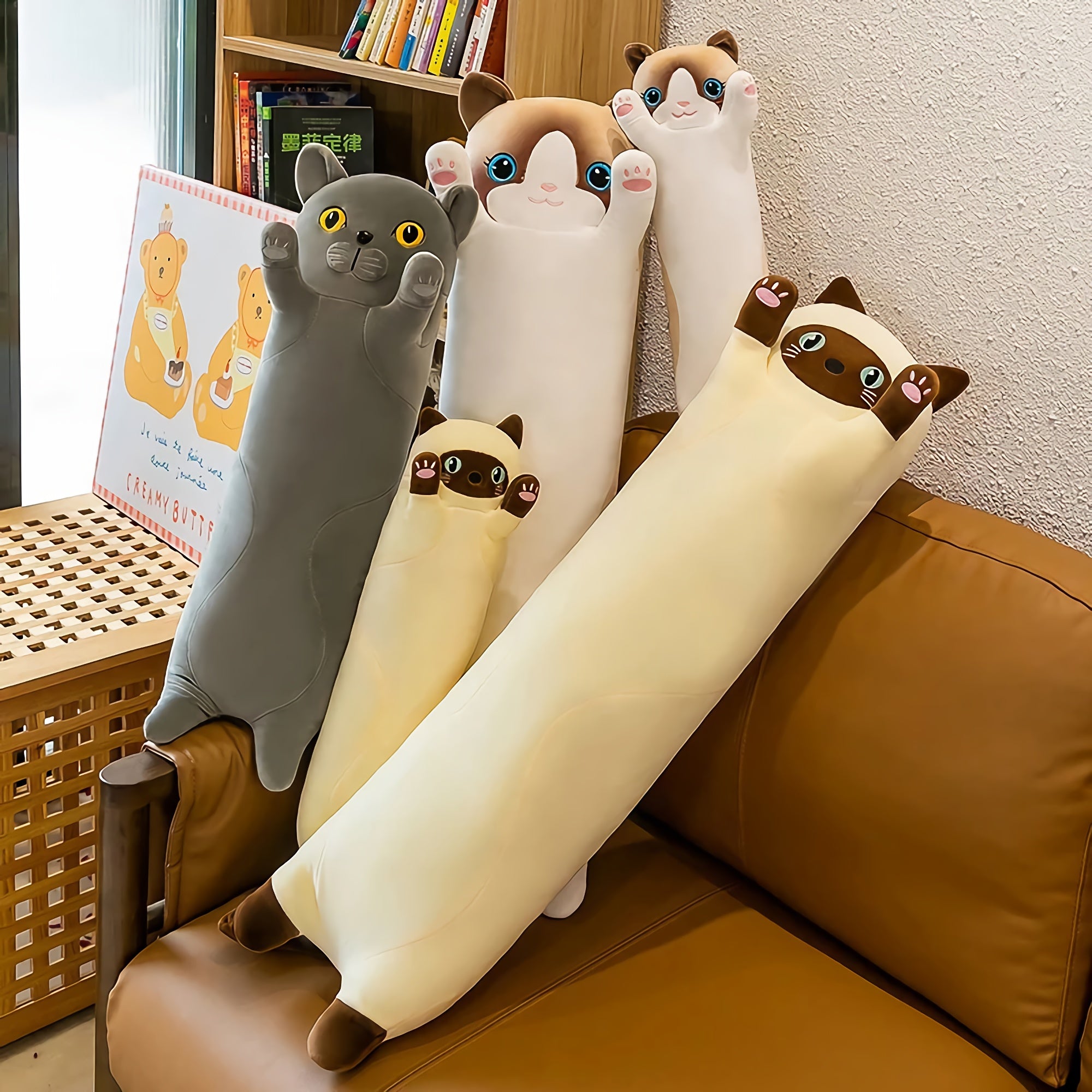 Stretchy Cat Extra-Long Plushies - Hops and Pops - Cute - Plushies - Kawaii - Cat Plush - Stuffed Animals