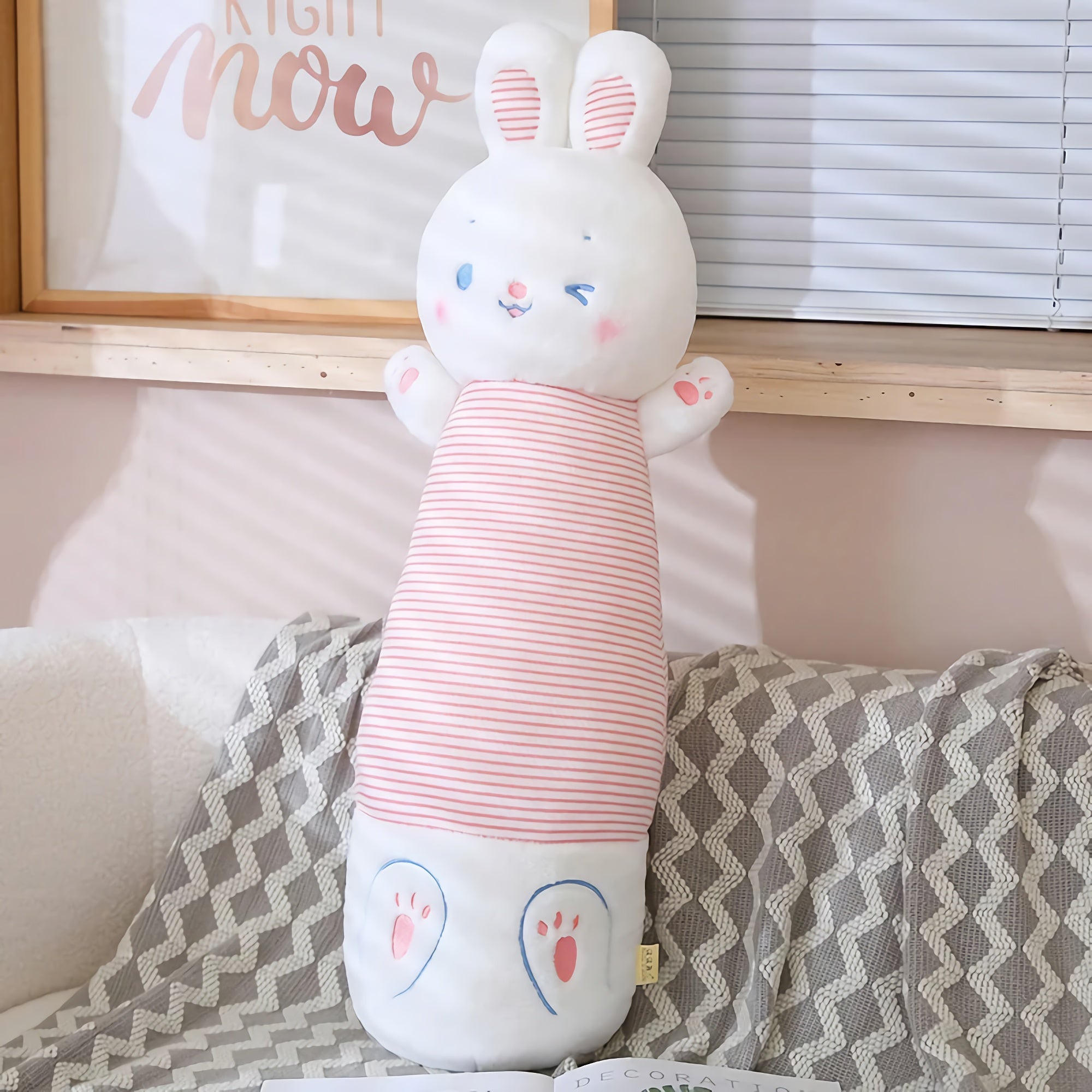 Striped Bunny Plush Pillows - Hops and Pops - Cute - Plushies - Kawaii - Rabbit Plush - Size: Big