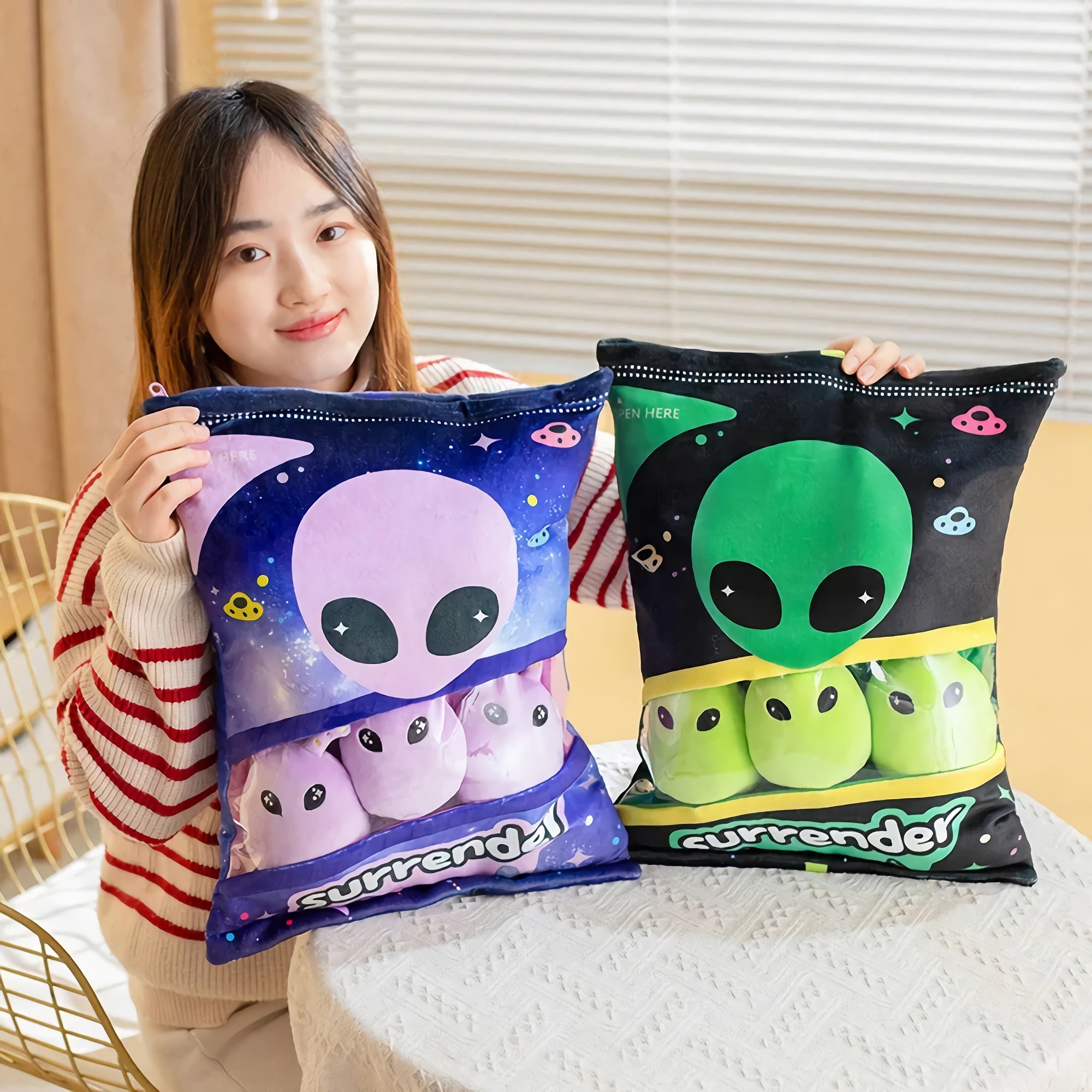 Surrender Squad, Alien Pudding Peekaboo Plush Set - Hops and Pops - Cute - Plushies - Kawaii - Alien Plush - Size: Regular