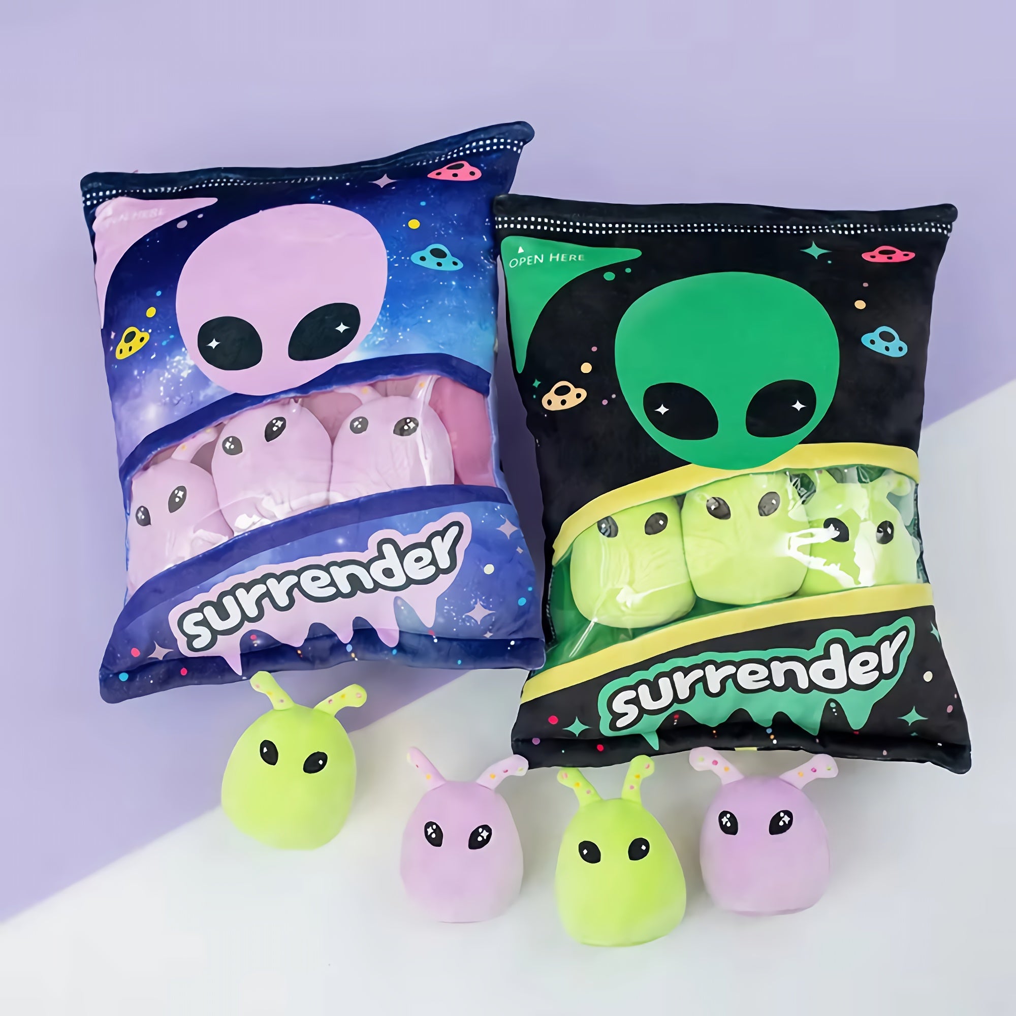 Surrender Squad, Alien Pudding Peekaboo Plush Set - Hops and Pops - Cute - Plushies - Kawaii - Alien Plush - Fantasy & Mythical Creatures Plush