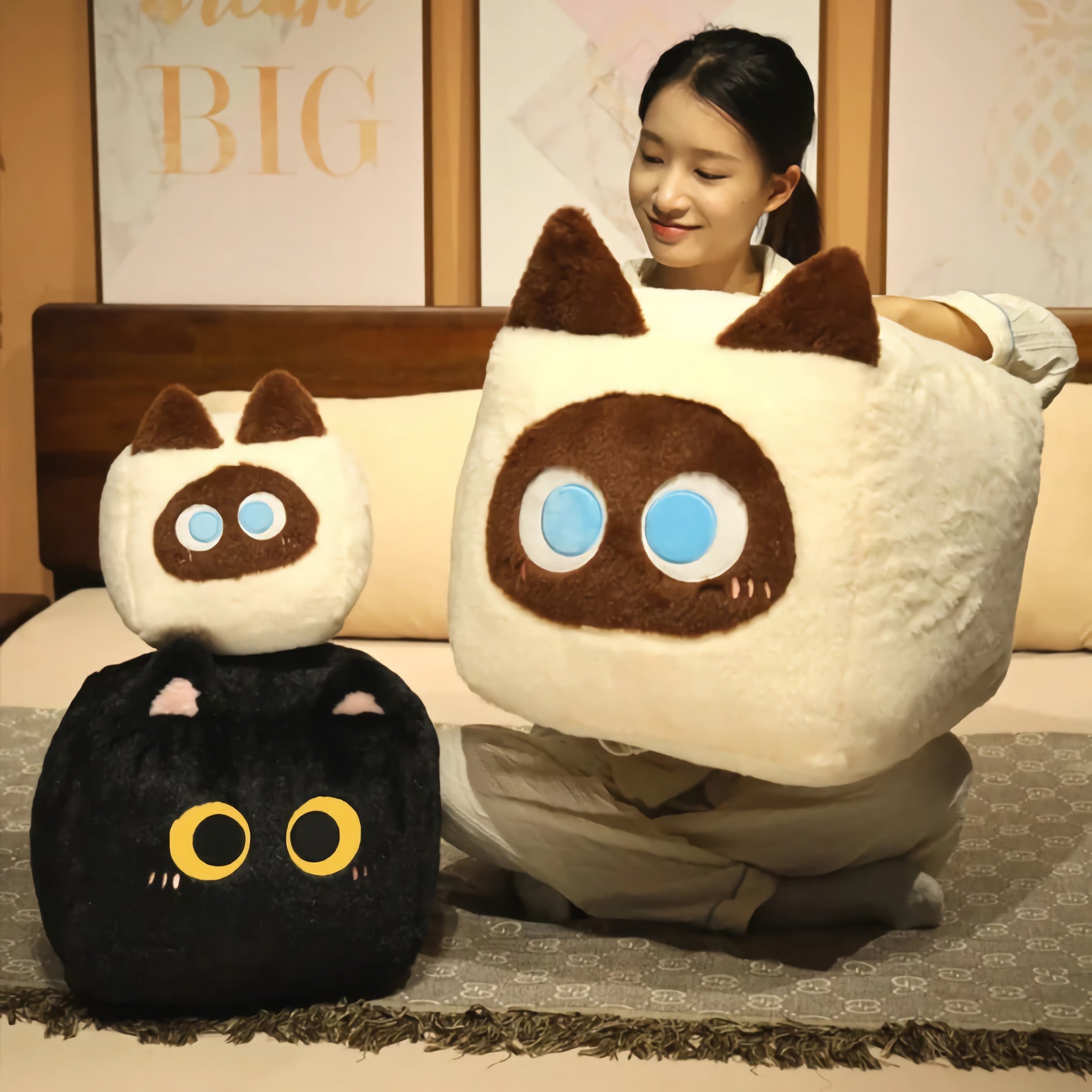 Tofu Cat Plushies - Soft & Squishy Cube Companions - Hops and Pops - Cute - Plushies - Kawaii - Cat Plush - Stuffed Animals