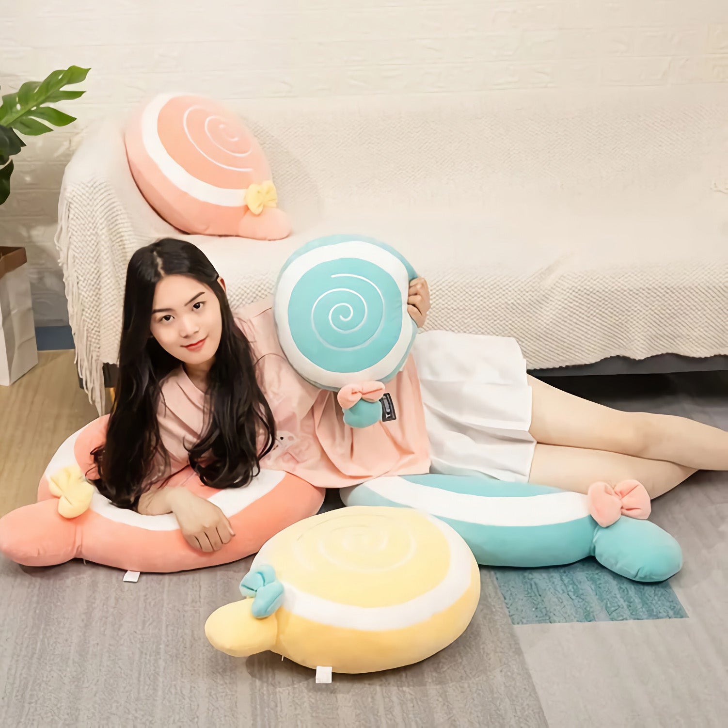 Twirly Pop Plushies, Sweet Swirl Pillow Cushions - Hops and Pops - Cute - Plushies - Kawaii - Sweets Plush - Stuffed Animals