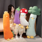 Veggie Chick Squad, Cuddly Tall Plush Friends - Hops and Pops - Cute - Plushies - Kawaii - Vegetables Plush - Green - Purple - Orange - White