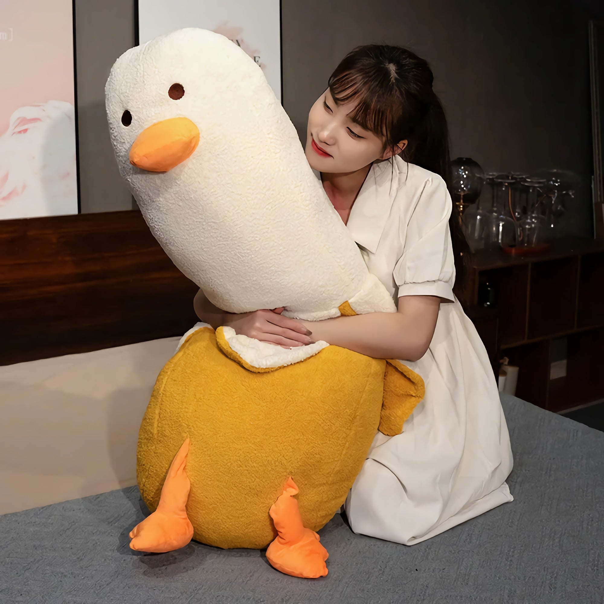 Waddle Banano, The Quirky Banana Duck Plush - Hops and Pops - Cute - Plushies - Kawaii - Fruits Plush - Size: Big