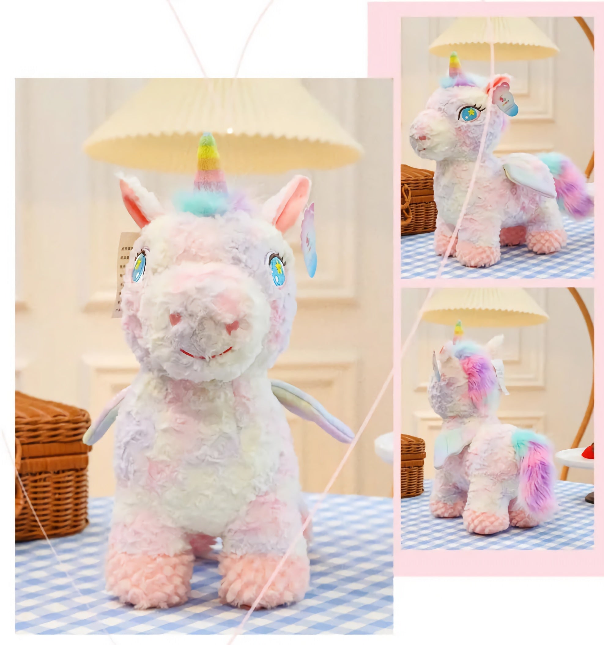 Whimsy Puff Pals, Fluffy Unicorn & Lamb Companions - Hops and Pops - Cute - Plushies - Kawaii - Shape: Rectangular