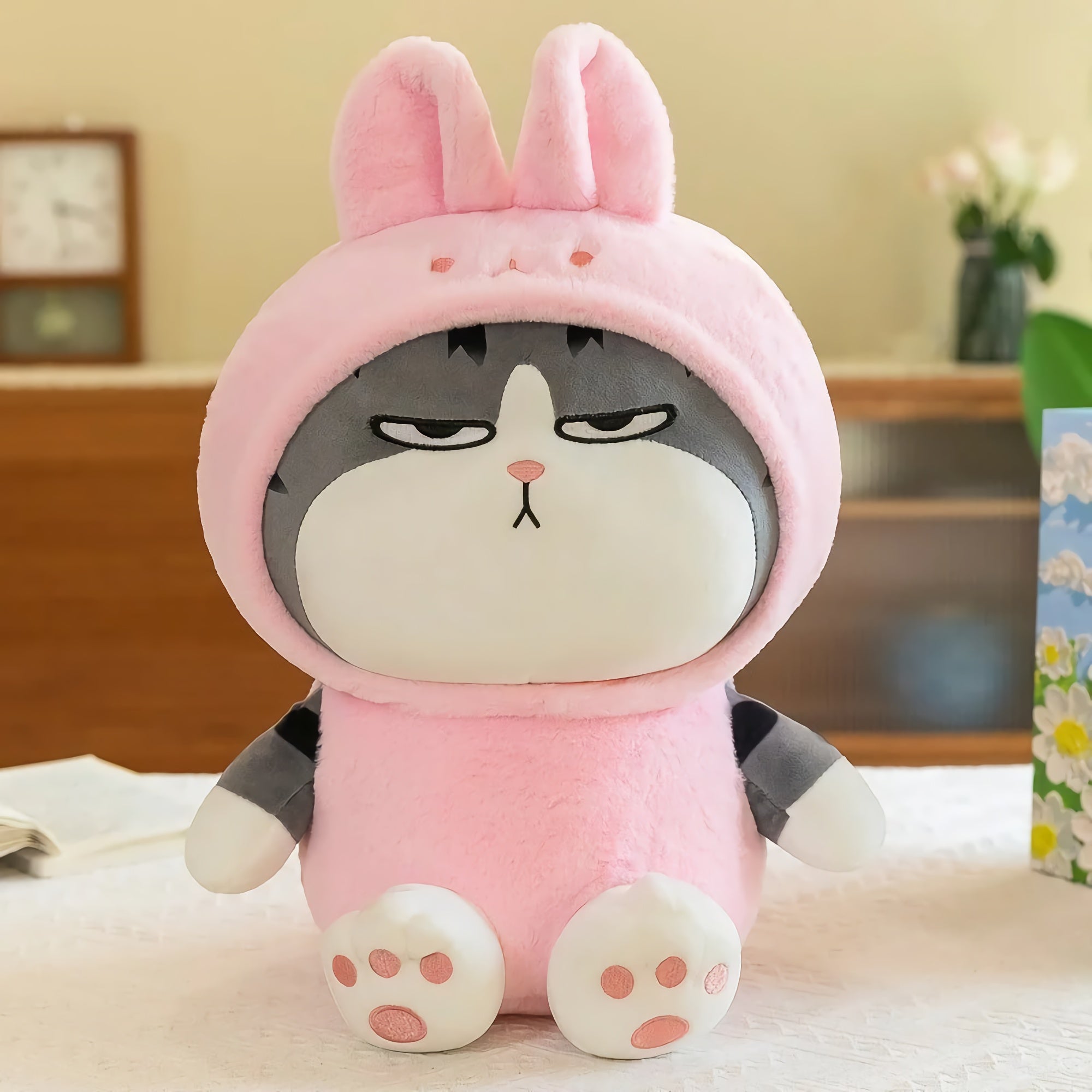 Grumpy Cosplay Cats Stuffed Animal Plushies in Cute Hoodies